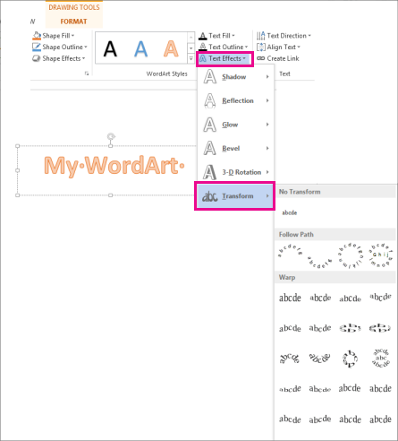 How to change the height and width changes of word art in word 2016 for mac free